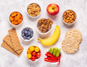 snack options in various bowls