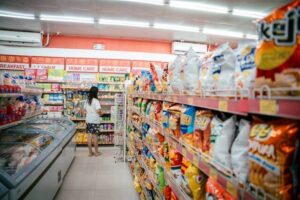 chip aisle at grocery store